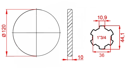 KARDANOVÝ ADAPTÉR S PŘÍRUBOU 1-3/4 (120 mm)