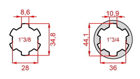 KARDĀNA ADAPTERIS NO 1-3/4 UZ 1-3/8 (165 mm)