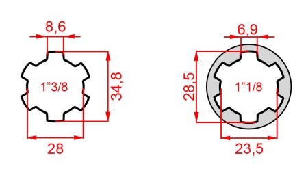 ADAPTOR CARDANIC ADAPTOR DE LA 1-1/8 LA 1-3/8 (76 mm)