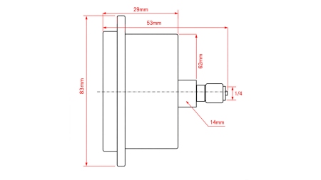 MANOMETER DN63 REAR 0 - 60 BAR - 1/4