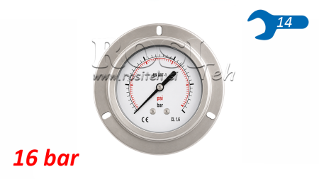 MANOMETER fi 63 mm REAR 0-16 BAR - 1/4