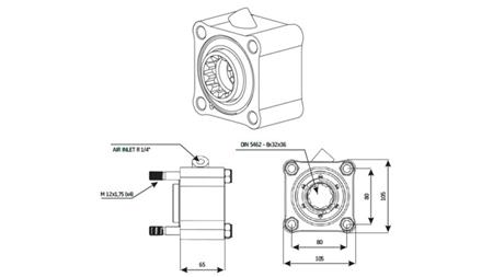 ENTRAÎNEMENT DE POMPE HYDRAULIQUE - ZF1 MOULAGE - dimensions