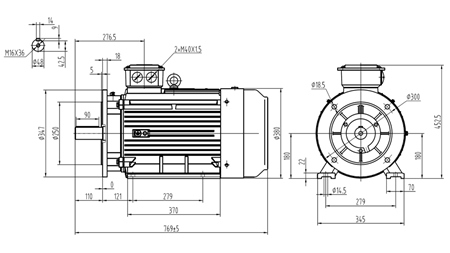 22kW-ELEKTROMOTOR Y3 180L-4_1470rpm 3Faz nohy + príruba-B3B5