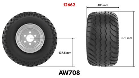 400/60-15,5 TYRE AW708 - 16 PR WITH RIM 13,00 x 15,5