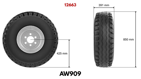 15.0/55-17 ANHÄNGERREIFE AW909 14pl MIT FELGE 13,00X17