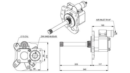 Dimensions HYDRAULIC PUMP DRIVE - MERCEDES AXOR 2