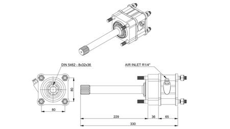 Dimensões SAÍDA PARA BOMBA HIDRÁULICA - MAN
