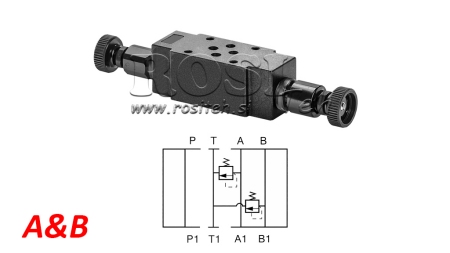 SAFETY VALVE CETOP 3 (PORT A AND B) 15-315 BAR