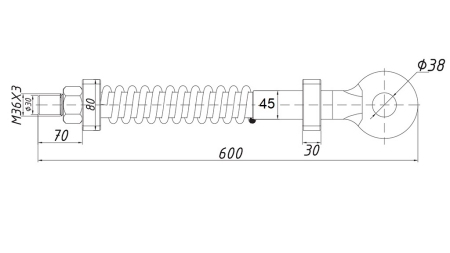 UBLAŽENA OKRETNA VUČNA KUKA S OPRUGOM FI45 6.500KG