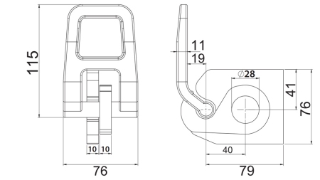 TRAILER SIDE HINGE MED BUNDÅBNING