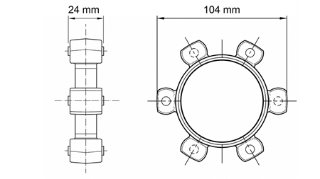 STERNKUPPLUNG FÜR GUMMIEINSATZ ND43-ND44 (104mm)