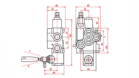 HYDRAULISCHES HANDVENTIL – 1-SEKTIONEN-STEUERVENTIL 1xR40 ECO