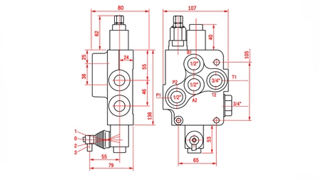HYDRAULISCHES HANDVENTIL – 1-SEKTIONEN-STEUERVENTIL 1xR80 ECO