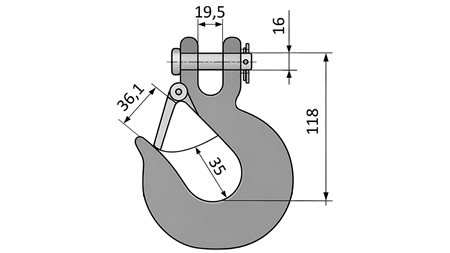 HAKEN MIT SICHERHEITSKLAPPE - 5000 KG