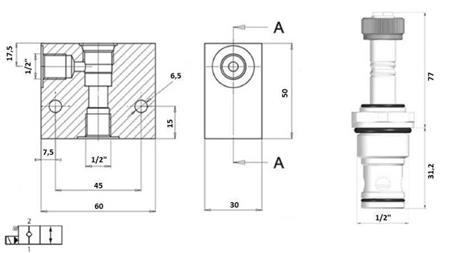 VANNE 2 VOIES 1/2 (NC) 12V - 60L - diagramme