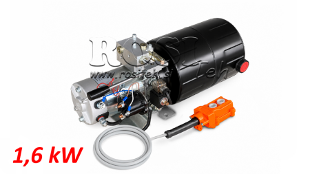 MINI HYDRAULIKAGGREGAT 12V DC - 1,6kW = 2,1cc - 8 lit - Einfachwirkende Funktion MIT HANDPUMPE