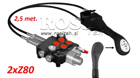 JOYSTICK WITHOUT BUTTON - BOWDEN CABLE 2,5 m + HYDRAULIC VALVE 2xZ80 + FLOATING FUNCTION