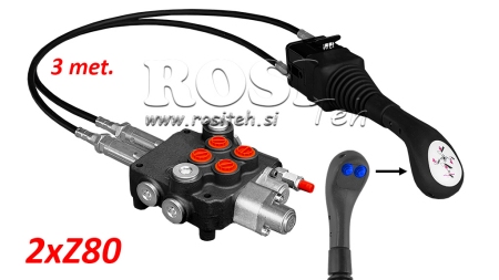 JOYSTICK 2x GOMB - BOWDEN KÁBEL 3 m + HIDRAULIKUS SZELEP 2xZ80 + ÚSZÓ FUNKCIÓ
