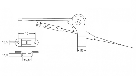 POTEZNA ROČICA ZA ROČNO ZAVORO PRIKOLICE komplet Z JEKLENICO 2,3met