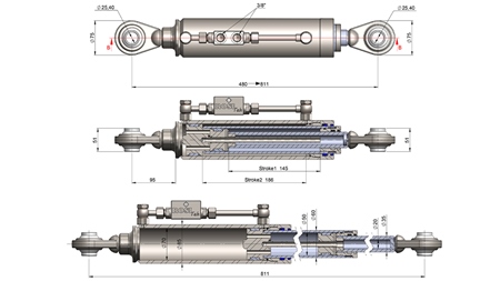 TELESKOPISCHER HYDRAULISCHER STANDARD-OBERLENKER - CAT. 2 (45-95 HP) - 480-811 mm (25,4/25,4 mm)
