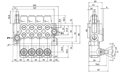 MANUAL HYDRAULIC VALVE MONOBLOCK 4xZ50
