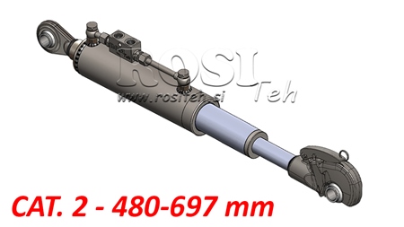 TELESCOPIC HYDRAULIC TOP LINK WITH HOOK - CAT. 2 (45-95 HP) - 480-697 mm (25,4 mm)