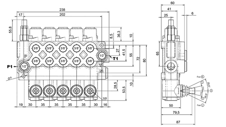 MANUAL HYDRAULIC VALVE MONOBLOCK 5xZ50