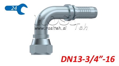 HYDRAULIC FITTING DKJ JIC74° FEMALE ELBOW 90° DN13-3/4