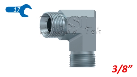 HYDRAULIK KNIE 90°BSP KURZ MÄNNLICH-MÄNNLICH 3/8