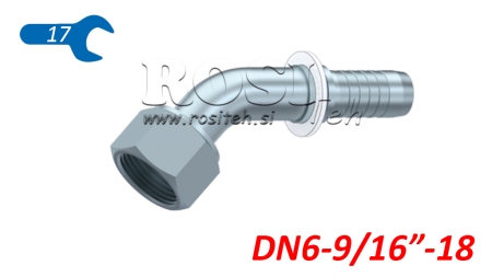 HYDRAULIC FITTING DKORFS FEMALE ELBOW 45° DN6-9/16-18