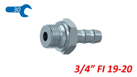 CONEXÃO MASCULINA HIDRÁULICA 3/4 PARA MANGUEIRA DE BORRACHA Φ 19-20
