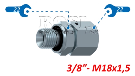 HIDRAVLIČNI UVOJNI VIJAČNI SPOJ AOVR ED BSP3/8 - (12L) M18x1,5