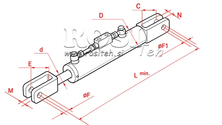 BRACCIO LATERALE IDRAULICO SOLLEVATORE - CASE-IH 80/40min.520 tipo (1) fi 26/22