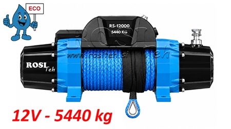 12 V ELECTRIC WINCH RS-12000 - 5440 kg - SYNTHETIC ROPE - ECO
