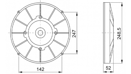 AXIAL LÜFTER - VENTILATOR 255 mm - ZULEITEND 12V