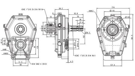 MOLTIPLICATORE GR.3 -1:3 INGRESSO FEMMINA FR - USCITA MASCHIO