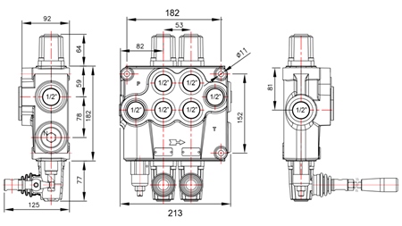MANUAL HYDRAULIC VALVE MONOBLOCK 2xP120