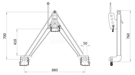 TRIANGOLO ANTERIORE PER IDRAULICA ANTERIORE DEL TRATTORE CAT. 2 - 760 MM - 1400 KG