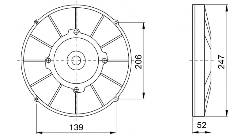 AXIAL LÜFTER - VENTILATOR 225 mm - ZULEITEND 24V