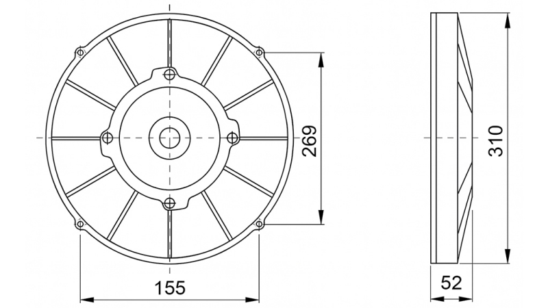 AXIAL LÜFTER - VENTILATOR 280 mm - ZULEITEND 24V
