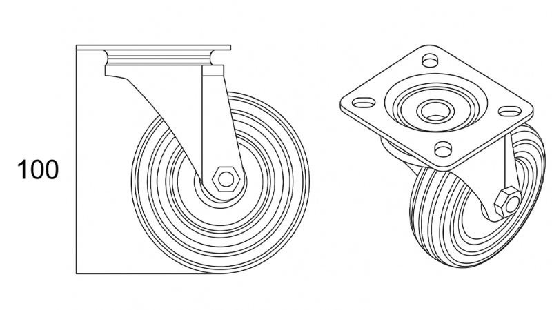 RAD 75MM MIT DREHBAREM FUSS