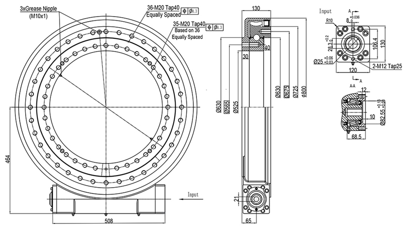 WORM GEAR SLEW DRIVE SERIES WEA25 - 34,2 kNm - GEAR RATIO 104:1 - ECO