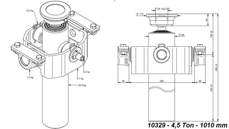 CILINDRO TELESCÓPICO COMPACTO 3 ESTÁGIOS 1010mm x95 -BOLA