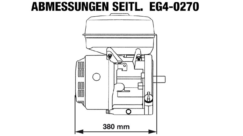 benzínový motor EG4-270cc-6,56kW-8,92HP-3.600 U/min-H-KW25x88.2-manuálny štart