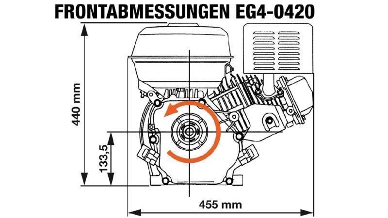 gasoline engine EG4-420cc-9,6kW-13,1HP-3.600rpm-H-KW25x88.5-hand start