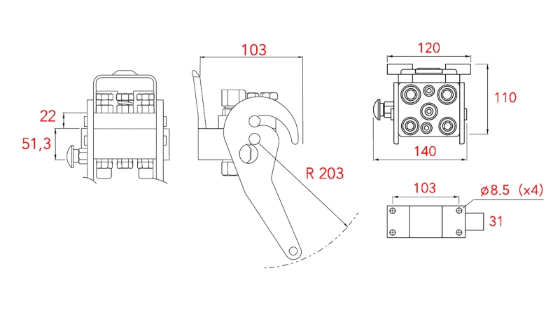 MULTI-FASTER COUPLING 3 WAY BSP 1/4 FIXED PART