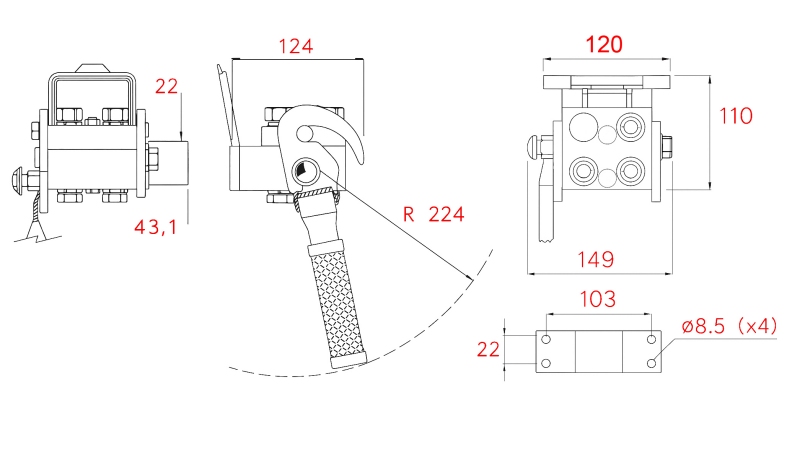 MULTI-FASTER KOBLING 3-VEIS BSP 1/4 FAST DEL (EN HENDEL)