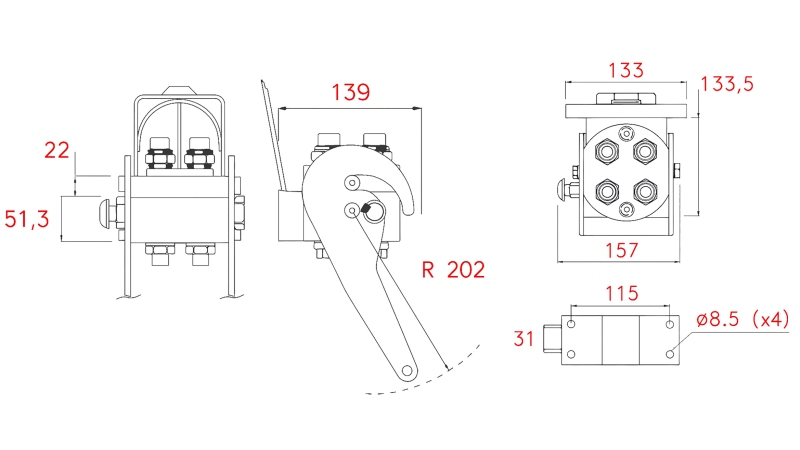 MULTI-FASTER KOBLING 4-VEJS BSP 3/8 FAST DEL