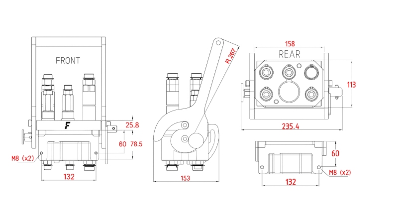 MULTI-FASTER CSATLAKOZÓ 3PLK 5IRÁNYÚ BSP 3×3/8 2×9/16 MOBIL RÉSZ