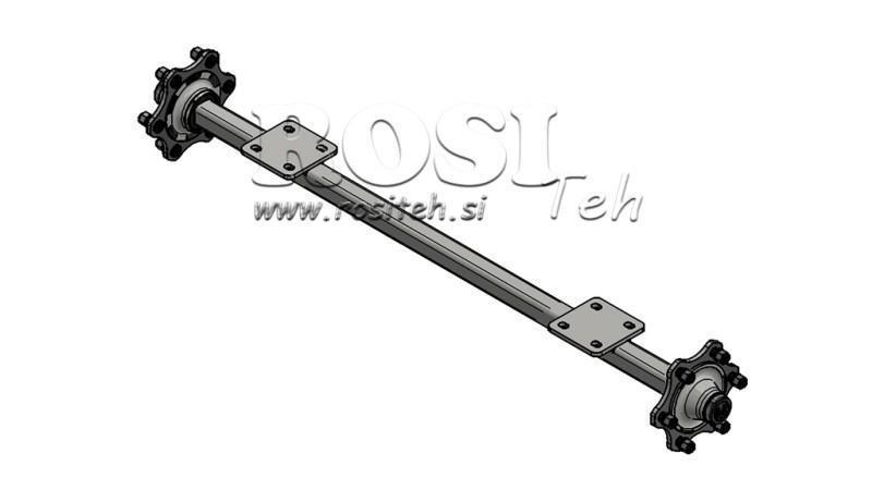 ACHSE FÜR ANHÄNGER 1800 kg OHNE BREMSE (1460 mm) mit Montageplatte
